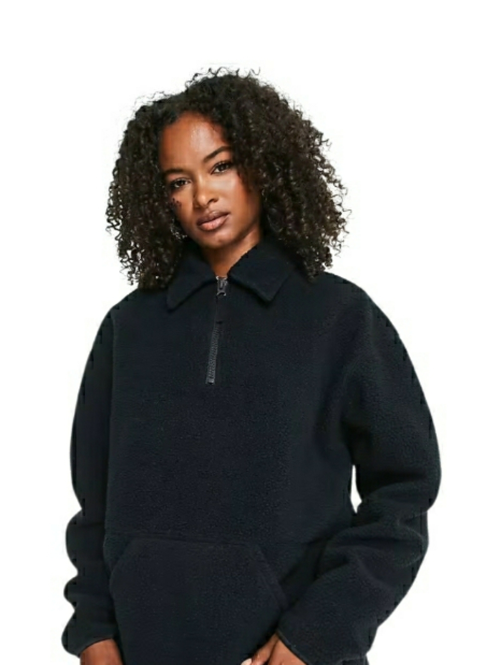 Topshop Tall borg zip collar Top 0-2